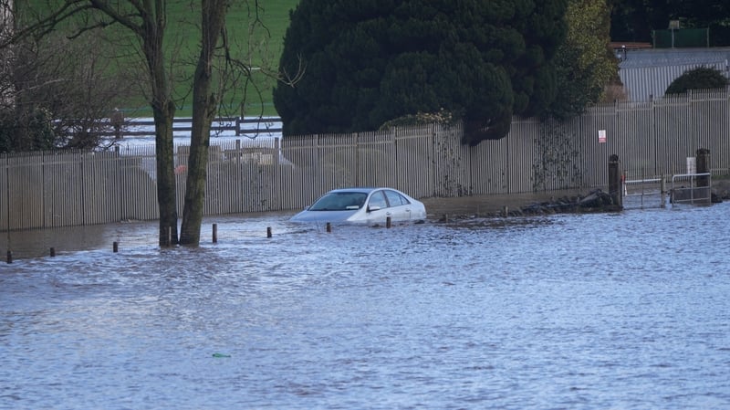 Flooding on a road near Bunclody in County Wexford last month