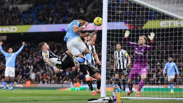 MANCHESTER, ENGLAND - FEBRUARY 4: Omar Marmoush of Manchester City scores their 2nd goal during the Carabao Cup Semi Final Second Leg match between Manchester City and Newcastle United at Etihad Stadium on February 4, 2026 in Manchester, England. (Photo by Simon Stacpoole/Offside/Offside via Getty I