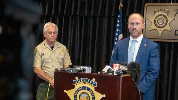 CATALINA, ARIZONA - FEBRUARY 3: FBI assistant special agent in-charge Jon Edwards (right) speaks to the media with Pima County Sheriff, Chris Nanos (left) February 3, 2026 in Tucson, Arizona. He and Nanos were answering questions about the search for Nancy Guthrie, the missing mother of NBC host Sa