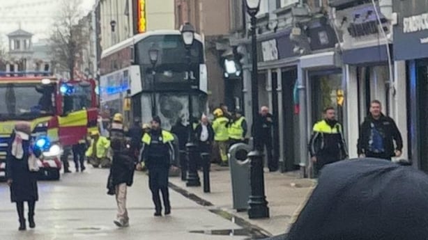 View of bus crash in Dublin