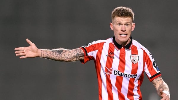 31 January 2026; James McClean of Derry City during the 2026 Men's President's Cup final match between Shamrock Rovers and Derry City at Tallaght Stadium in Dublin. Photo by Stephen McCarthy/Sportsfile