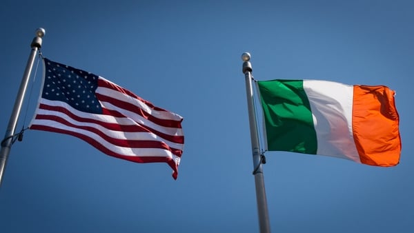 The Irish and American flags flying together