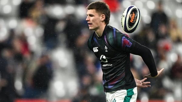5 February 2026; Sam Prendergast of Ireland before the Guinness 6 Nations Rugby Championship match between France and Ireland at Stade de France in Paris, France. Photo by Ramsey Cardy/Sportsfile