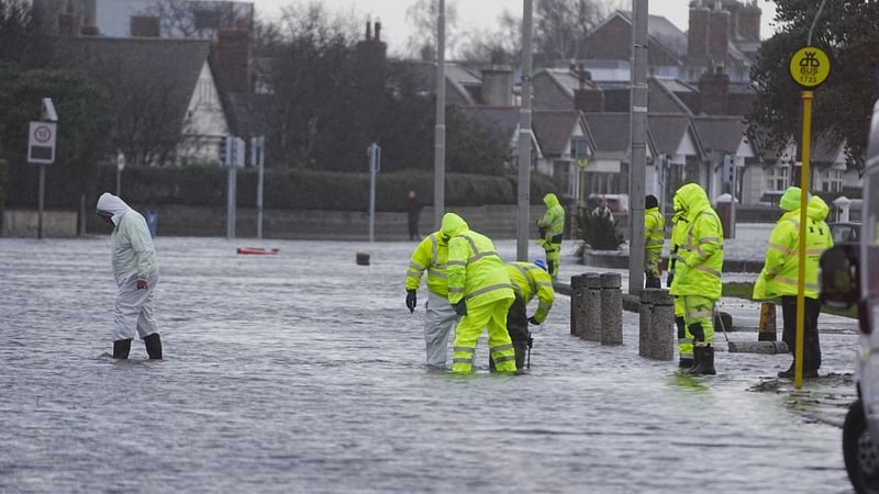 Flooding on Clontarf Road in Dublin.