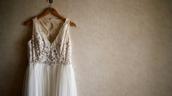 wedding dress on hanger