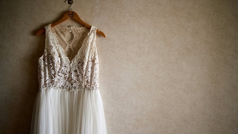 wedding dress on hanger