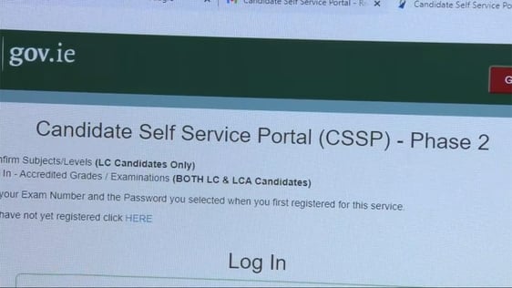 Leaving Certificate Candidate Self Service Portal home screen in 2021.
