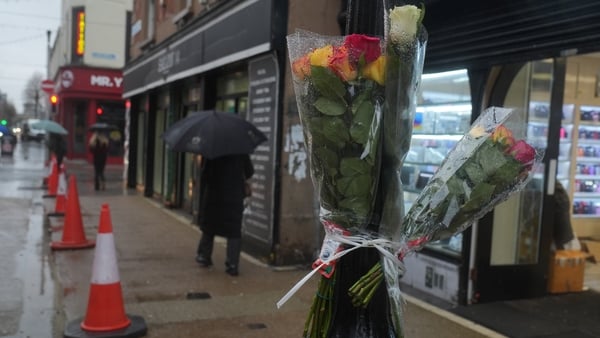 Flowers left at the scene of a bus crash on the pedestrianised North Earl Street in Dublin