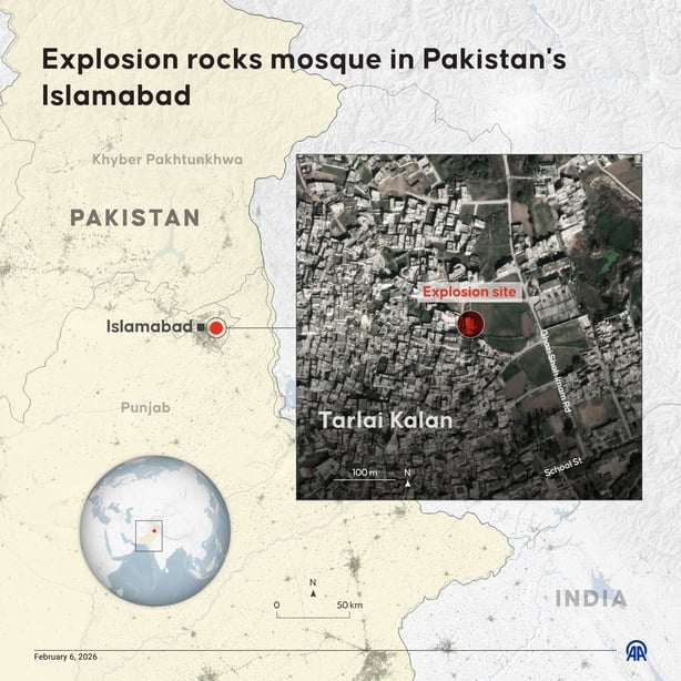 Map shows location of blast in Islamabad