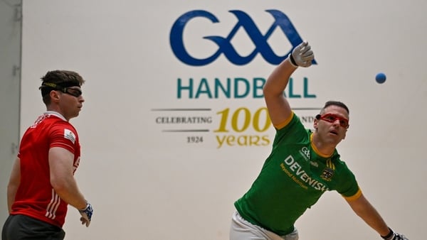 Meath's Gary McConnell (r) in action in the All-Ireland 4-Wall Senior Singles semi-final against Cork's David Walsh in 2025