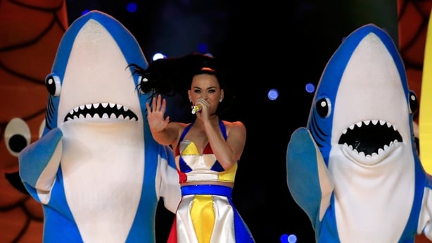 Katy Perry performs with dancers during the Pepsi Super Bowl XLIX Halftime Show 