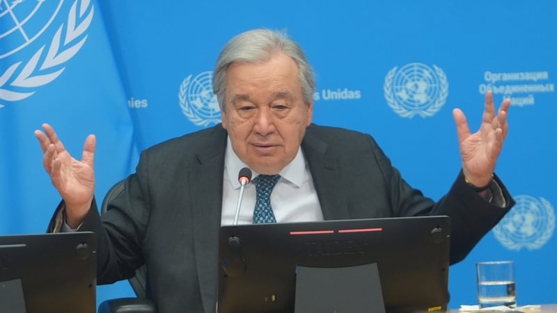 NEW YORK, UNITED STATES - JANUARY 29: United Nations Secretary-General Antonio Guterres holds a press briefing outlining his priorities for 2026 at the United Nations headquarters in New York, United States, on January 29, 2026. (Photo by Selcuk Acar/Anad