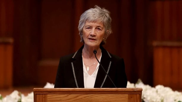 President of Ireland Catherine Connolly delivers an address during a civic reception at the Guildhall, Derry, on day two of her visit to Northern Ireland