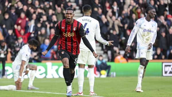 BOURNEMOUTH, ENGLAND - FEBRUARY 07: Rayan of Bournemouth celebrates after he scores a goal to make it 1-1 during the Premier League match between Bournemouth and Aston Villa at Vitality Stadium on February 07, 2026 in Bournemouth, England. (Photo by Robin