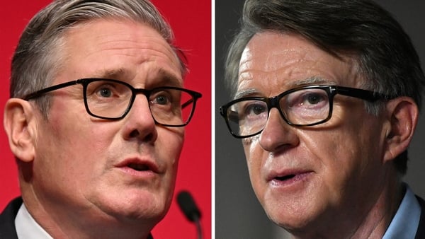 This combination of file photos created on February 5, 2026 shows Britain's Prime Minister Keir Starmer (L) delivering his keynote address to delegates on the third day of the annual Labour Party conference in Liverpool, north-west England, on September 3
