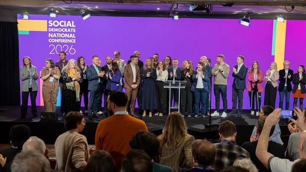 Social Democrats leader Holly Cairns with party colleagues at their national conference