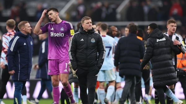NEWCASTLE UPON TYNE, ENGLAND - FEBRUARY 07: Eddie Howe, Manager of Newcastle United, walks from the field after the Premier League match between Newcastle United and Brentford at St James' Park on February 07, 2026 in Newcastle upon Tyne, England. (Photo
