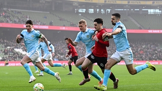 Dawson Devoy of Bohemians in action against St Patrick's Athletic players, from left, Joe Redmond, Tom Grivosti, and Zack Elbouzedi