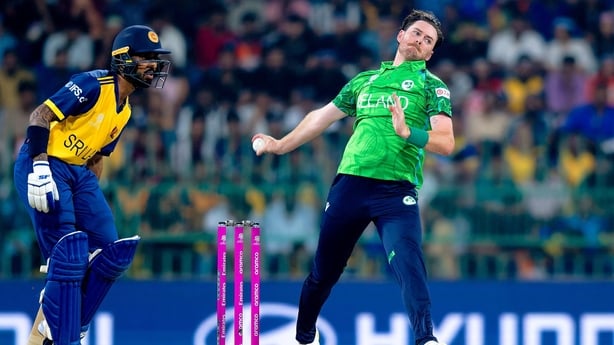 8 February 2026; Mark Adair of Ireland bowls during the ICC Men's T20 World Cup group stage match between Sri Lanka and Ireland at R.Premadasa Stadium in Colombo, Sri Lanka. Photo by Sportsfile