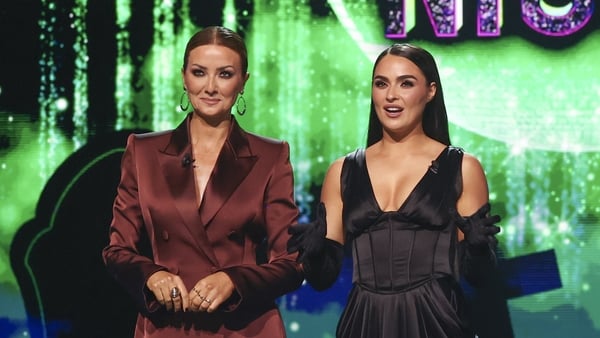 Presenters Jennifer Zamparelli and Laura Fox during the live show of RTE’s Dancing With The Stars.Pic:Kyran O’Brien /kobpixNO FEE FOR REPRO During show run++++++FEE applies to Photographs used after Show run finishes.++++++++++