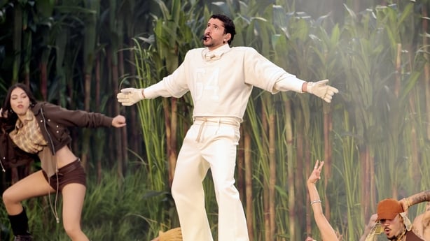 Bad Bunny performs onstage during the Apple Music Super Bowl LX Halftime Show 