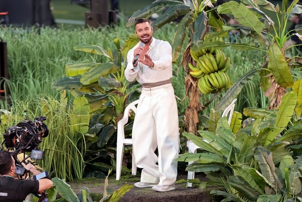 Ricky Martin performs with Bad Bunny onstage during the Apple Music Super Bowl LX Halftime Show