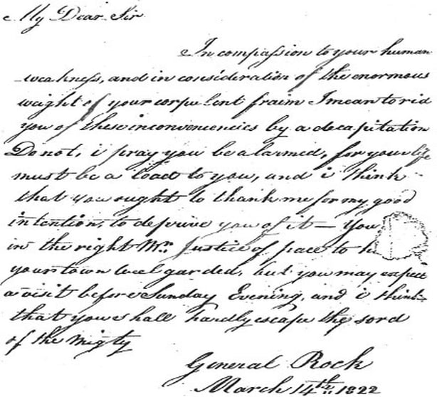 19th century threatening letter