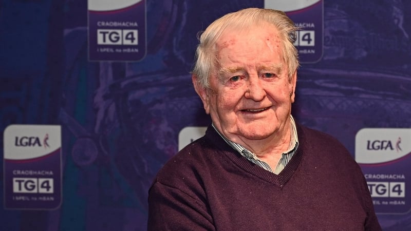 4 August 2024; Former LGFA president Walter Thompson of Dublin, who served from 2000-2003, is presented with a commemorative medallion by LGFA president Mícheál Naughton at a special lunch to celebrate key milestones in 50 years of the LGFA ahead of the 2