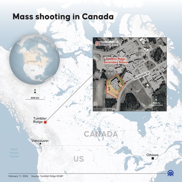 An infographic titled "Mass shooting in Canada" 