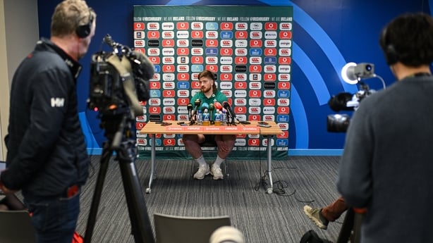 10 February 2026; Joe McCarthy during an Ireland Rugby media conference at the IRFU High Performance Centre in Dublin. Photo by Brendan Moran/Sportsfile