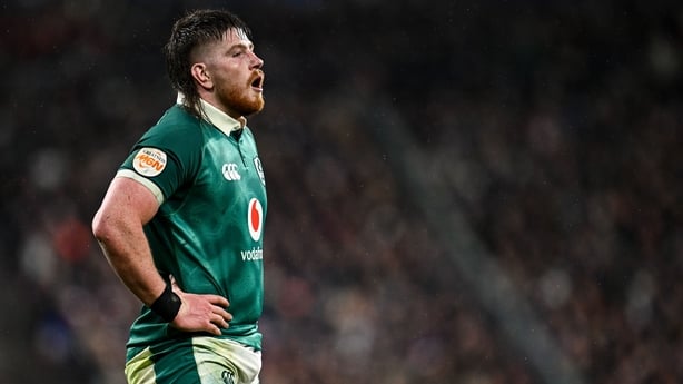 5 February 2026; Joe McCarthy of Ireland during the Guinness 6 Nations Rugby Championship match between France and Ireland at Stade de France in Paris, France. Photo by Seb Daly/Sportsfile
