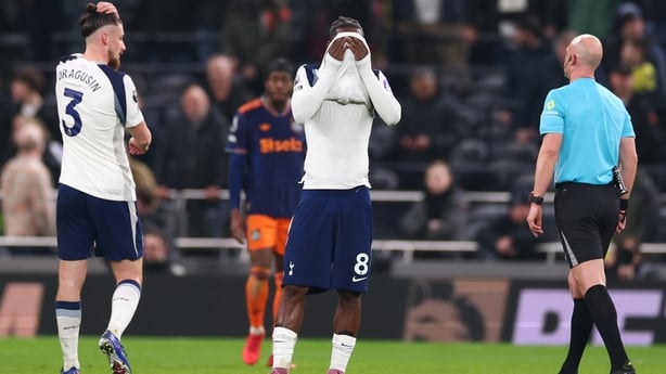LONDON, ENGLAND - FEBRUARY 10: A dejected Yves Bissouma of Tottenham Hotspur during the Premier League match between Tottenham Hotspur and Newcastle United at Tottenham Hotspur Stadium on February 10, 2026 in London, United Kingdom. (Photo by Shaun Brooks - CameraSport via Getty Images)