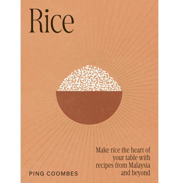 The cover of a cookbook titled 'Rice' by Chef Ping Coombes