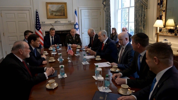  Israeli Prime Minister Benjamin Netanyahu meet with US Secretary of State Marco Rubio in Washington DC