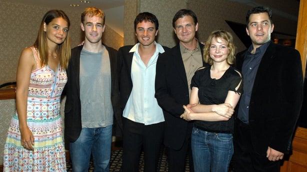 Dawson's Creek Cast (L-R) Katie Holmes, James Van Der Beek, Kerr Smith, Michelle Williams (2nd from right) and Joshua Jackson
