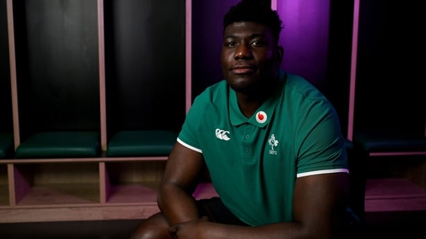 12 February 2026; Edwin Edogbo during an interview with Irish Rugby TV at the IRFU High Performance Centre in Dublin. Photo by Brendan Moran/Sportsfile