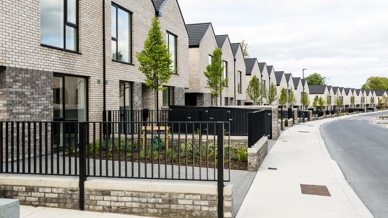 Street of newly built houses and townhouses