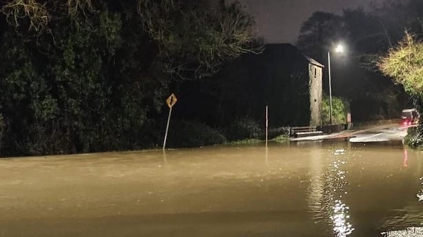A flooded road following heavy rain