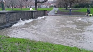 high river levels on the Tolka in Griffith Park, drumcondra