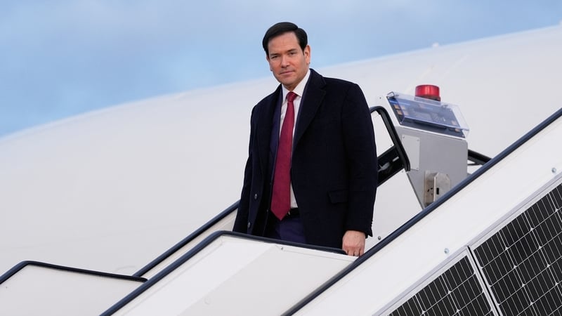 US Secretary of State Marco Rubio disembarks from his plane.