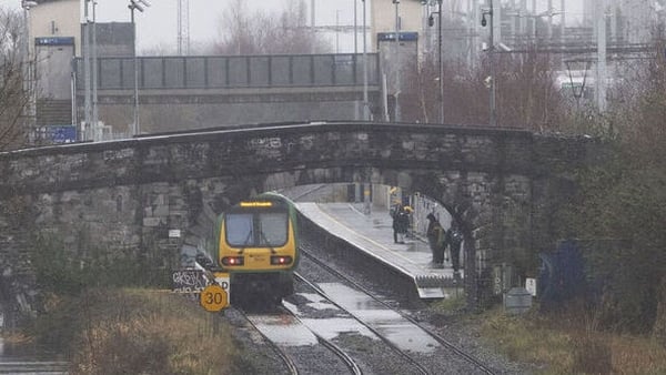 Train stuck at flooding on the rail line