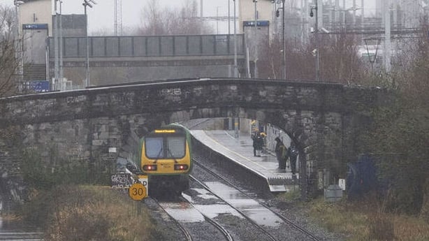 Train stuck at flooding on the rail line