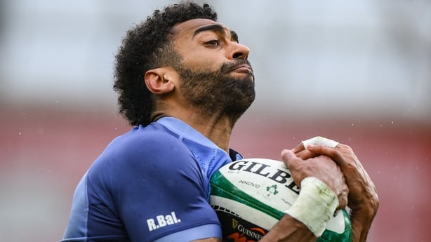 13 February 2026; Robert Baloucoune during an Ireland Rugby captain's run at the Aviva Stadium in Dublin. Photo by Brendan Moran/Sportsfile