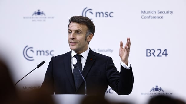 MUNICH, GERMANY - FEBRUARY 13: French president Emmanuel Macron delivers a key note speech at the 62nd Munich Security Conference on February 13, 2026 in Munich, Germany. The conference, which brings together government leaders, security experts and defence ministers, is taking place at a time when 