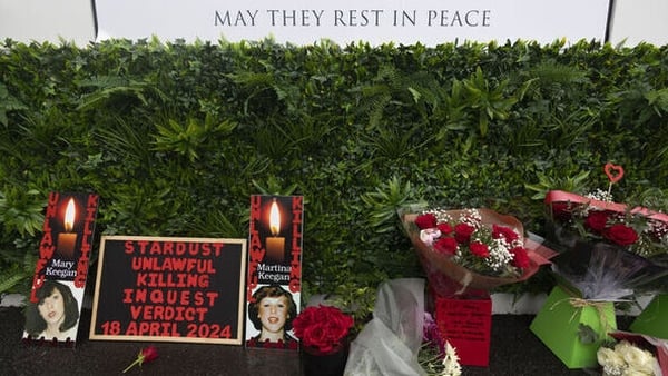 A memorial at the site of the Stardust nightclub fire