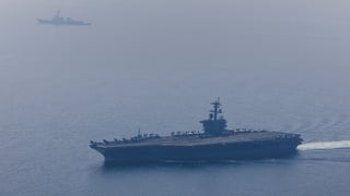 ARABIAN SEA - FEBRUARY 6: (----EDITORIAL USE ONLY - MANDATORY CREDIT - 'U.S. CENTRAL COMMAND / HANDOUT' - NO MARKETING NO ADVERTISING CAMPAIGNS - DISTRIBUTED AS A SERVICE TO CLIENTS----) An aerial view of the USS Abraham Lincoln Carrier Strike Group while