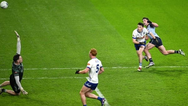 Dublin's Luke Breathnach has a goal effort that flies high against Monaghan at Croke Park