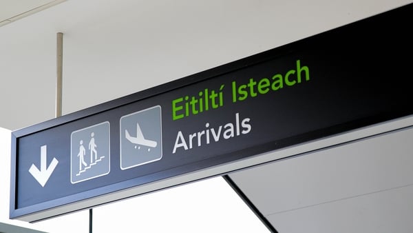 Arrivals sign at the airport, Dublin, Ireland