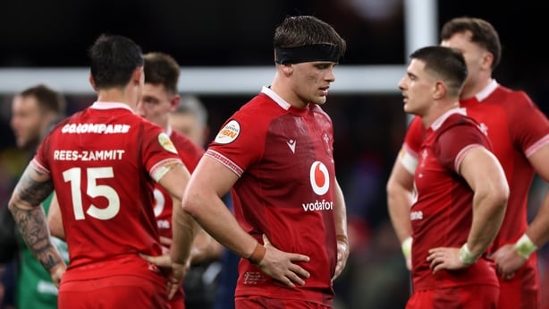 CARDIFF, WALES - FEBRUARY 15: Alex Mann of Wales looks dejected following the Guinness Six Nations 2026 match between Wales and France at Principality Stadium on February 15, 2026 in Cardiff, Wales. (Photo by David Rogers/Getty Images)