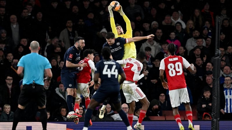 LONDON, ENGLAND - FEBRUARY 15: Tommy Setford of Arsenal catches the ball during the Emirates FA Cup Fourth Round match between Arsenal and Wigan Athletic on February 15, 2026 in London, England. (Photo by David Price/Arsenal FC via Getty Images)
